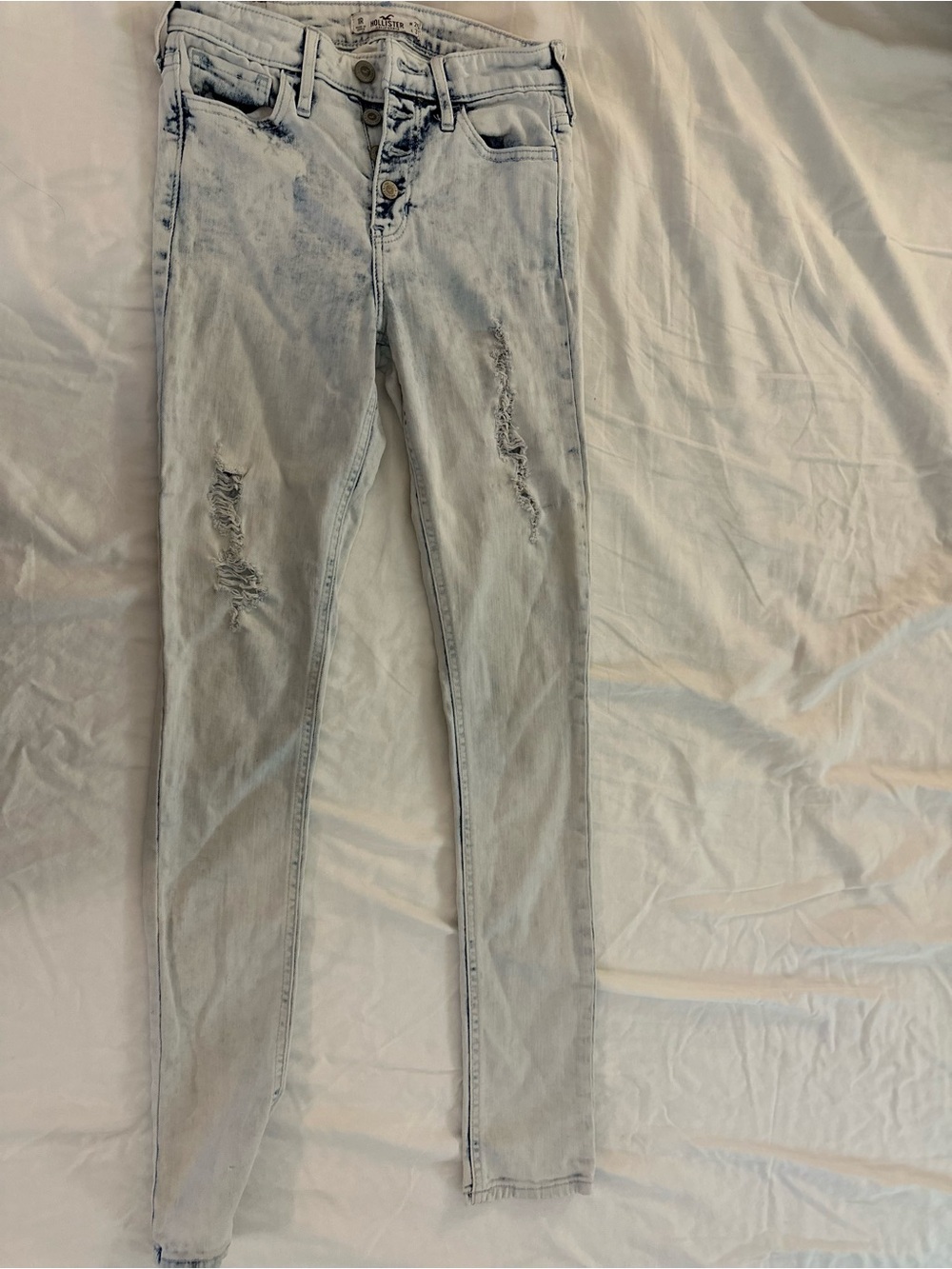 Acid Wash Distressed Skinny Jeans